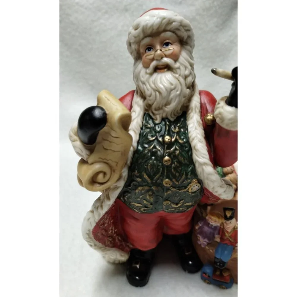 Partylite Santa Claus Tealight Holder wit‎ Toy Bag 7" Tall Hand-Painted